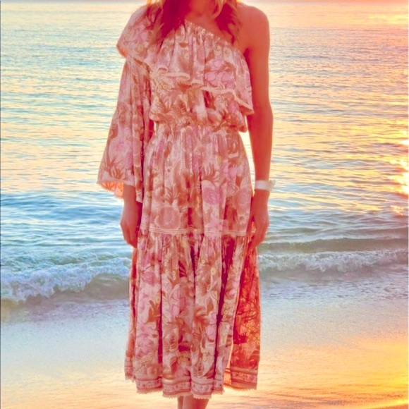 🌺🎉HP🎉🌺 NWT Spell & The Gypsy Jungle One Shoulder Dress - Picture 5 of 16